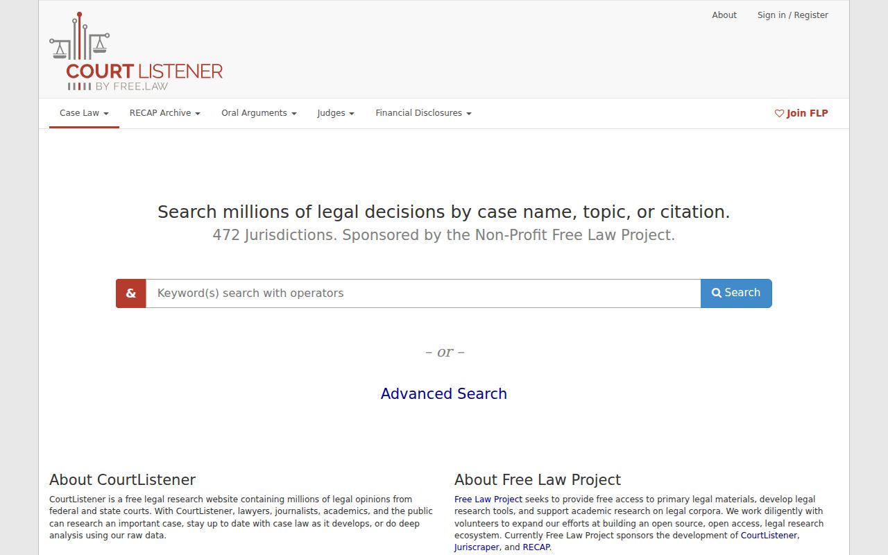 Hancock County case lookup federal alternative represented by the CourtListener and RECAP interface