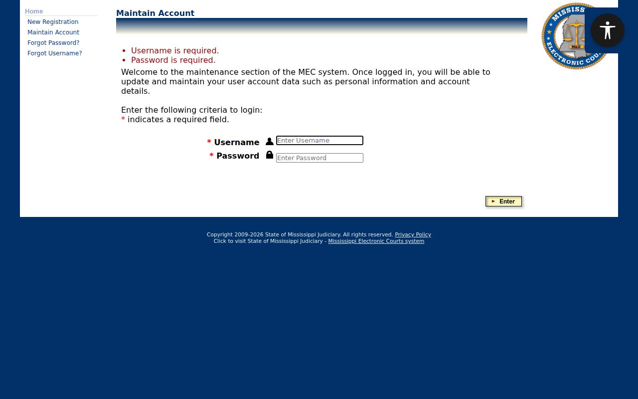 Hancock County criminal docket remote access through the PAMEC login page