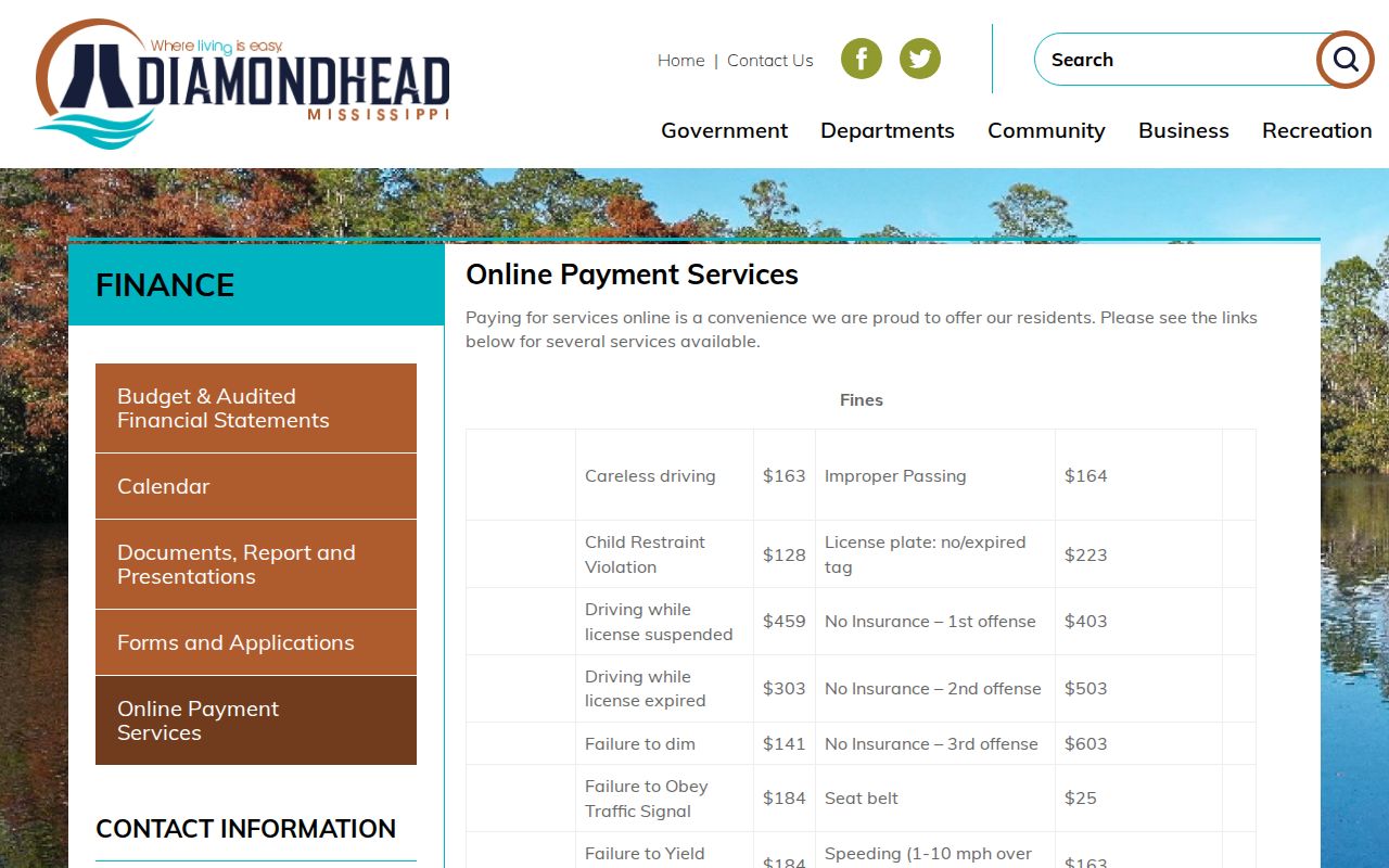 Diamondhead court docket traffic ticket payment records