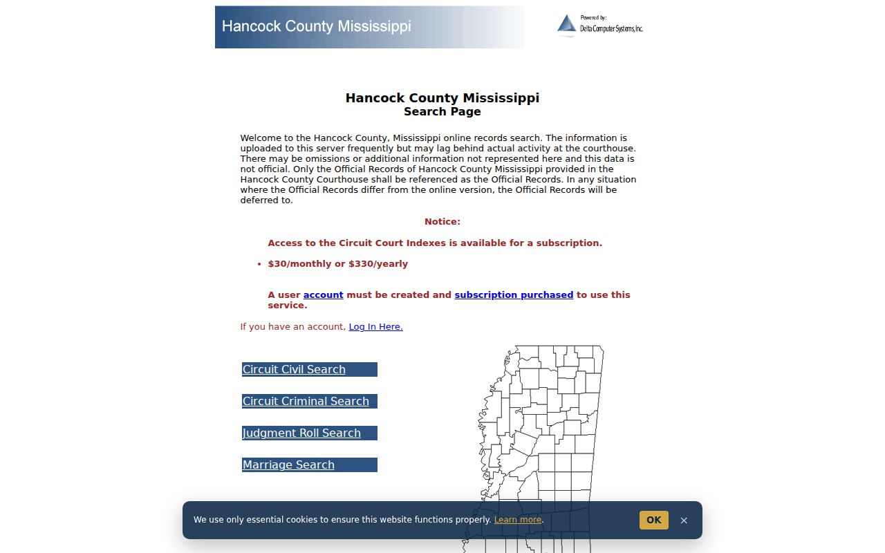 Hancock County court docket Delta index reference