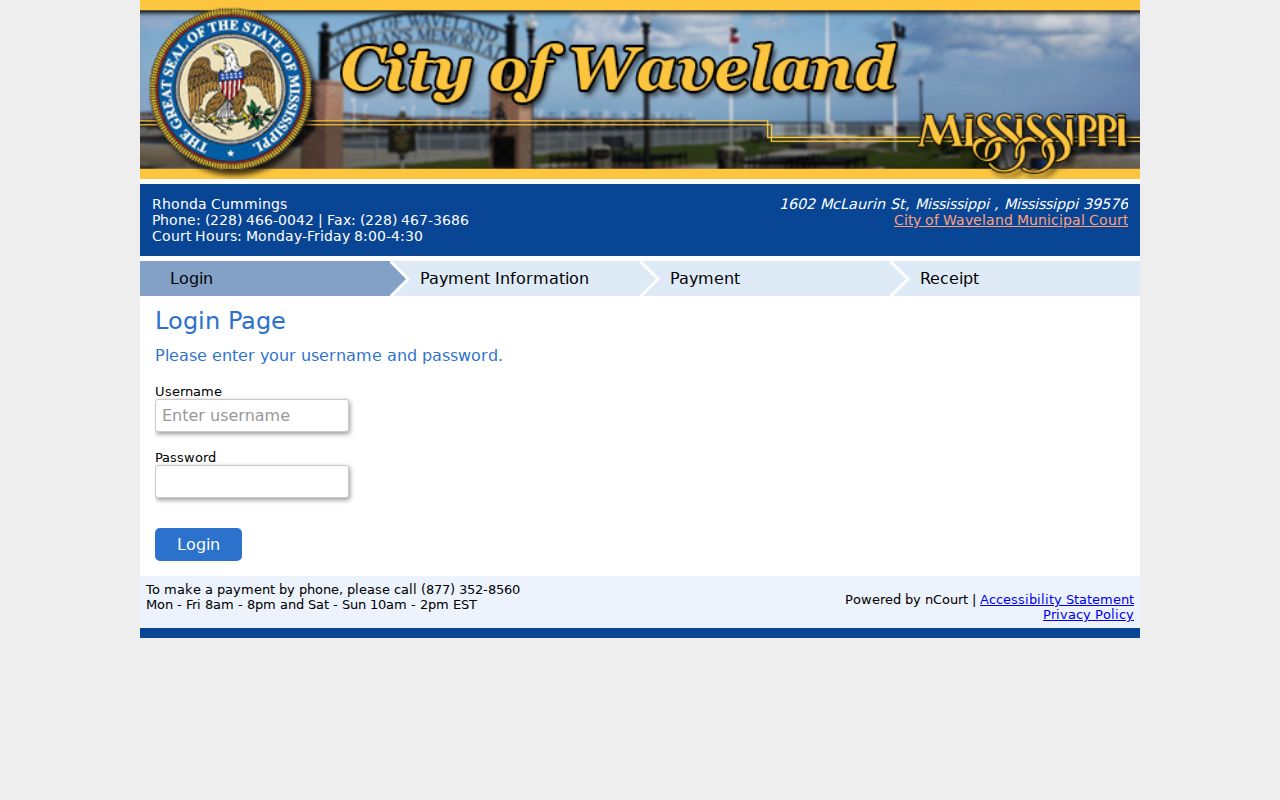 Hancock County traffic tickets source from Waveland nCourt payment portal